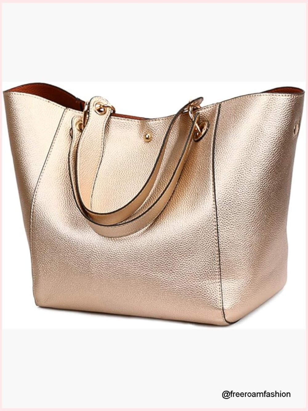 Large Capacity Faux Leather Tote Bag With Removable Strap For Work Travel